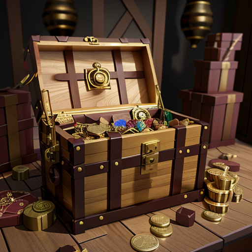 A stylized, overflowing treasure chest representing lucrative compensation and unexpected rewards.